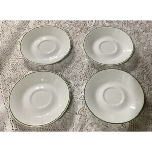 Set Of 4 Corelle 6.25” Coffee Saucers Spring Meadow Wildflower Green Band Rim